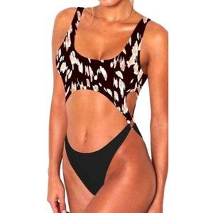 Sovoyontee Women's Medium Sexy One Piece Swimsuits Cheeky Thong Bikini Bathing S